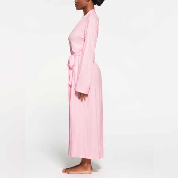 SKIMS Valentine’s Cherry Blossom Pink Soft Lounge Long Robe Medium Rib NWT New M - Picture 3 of 15